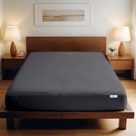 Super Soft Twin Size Fitted sheet 160x200+30 CM Ash Grey with Deep Pockets - Cotton Home