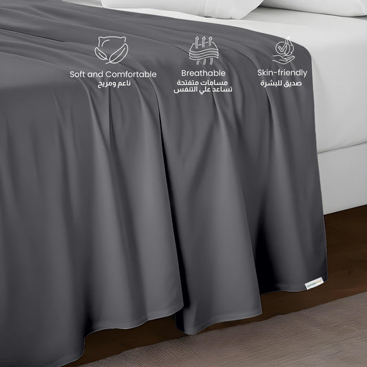 Flat Sheet Supersoft Microfiber Single 160x220cm-Silver