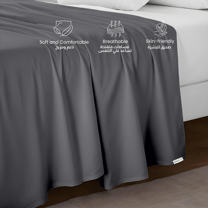 Flat Sheet Supersoft Microfiber King 220x240cm-Silver