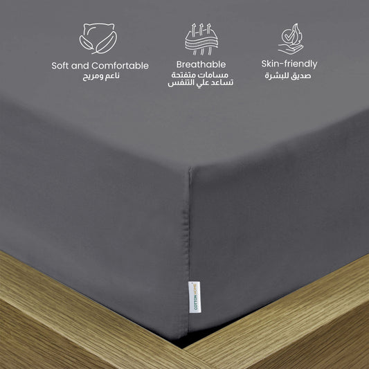 3 Piece Fitted Sheet Set Supersoft Microfiber Silver King Size 180x200+30cm with 2 Pillow Case
