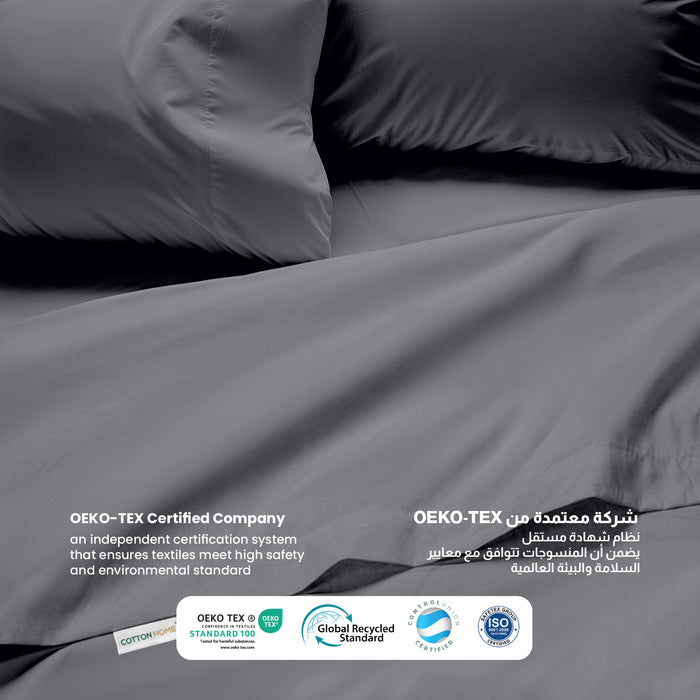 3 Piece Flat Sheet Set Supersoft Microfiber Silver Single Size 160x220 with 2 Pillow Case