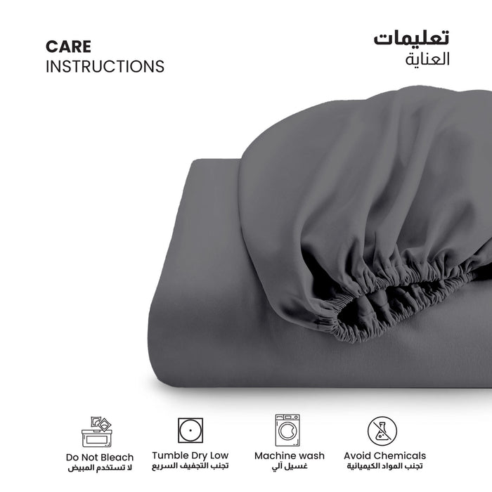 3 Piece Fitted Sheet Set Supersoft Microfiber Silver Super King Size 200x200+30cm with 2 Pillow Case