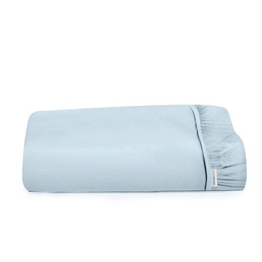 Super Soft  Double size Fitted sheet 120x200+25 cm Sky Blue with Deep Pockets - Cotton Home
