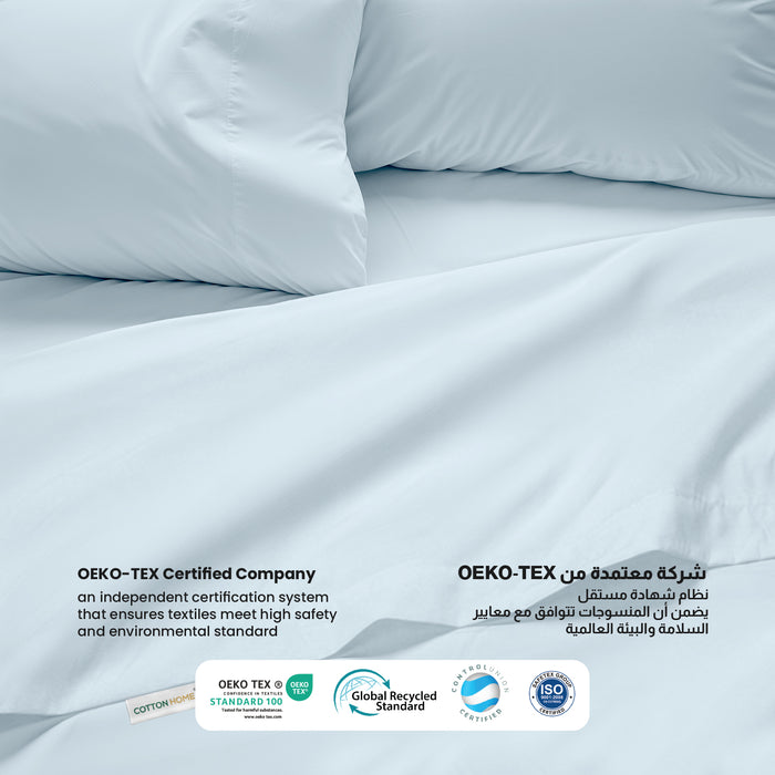 3 Piece Flat Sheet Set Supersoft Microfiber Sky Blue Single Size 160x220 with 2 Pillow Case