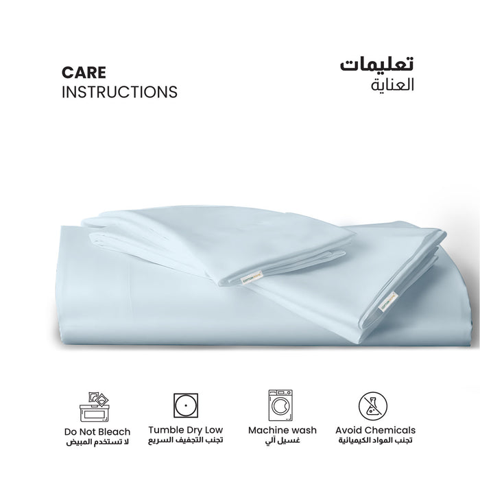 3 Piece Flat Sheet Set Supersoft Microfiber Sky Blue Single Size 160x220 with 2 Pillow Case