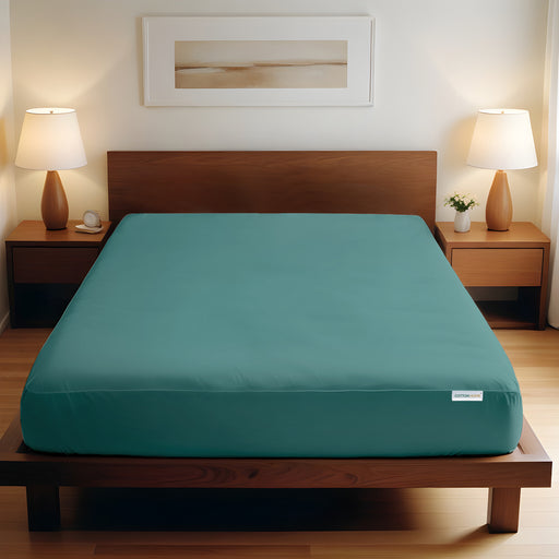 Super Soft King Size Fitted sheet 200x200+30cm Teal with Deep Pocktes - Cotton Home