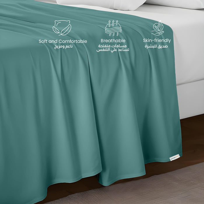 Flat Sheet Supersoft Microfiber King 220x240cm-Teal