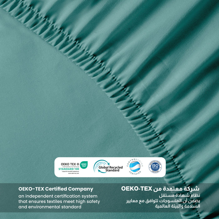 3 Piece Fitted Sheet Set Supersoft Microfiber Teal Super King Size 200x200+30cm with 2 Pillow Case