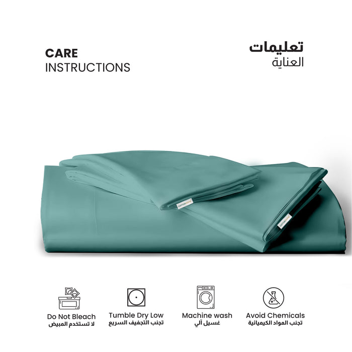 3 Piece Flat Sheet Set Supersoft Microfiber Teal Single Size 160x220 with 2 Pillow Case