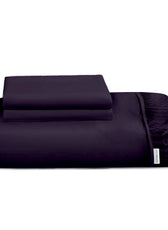 3 Piece Fitted Sheet Set Super Soft Dark Purple Single Size 90x200+20cm with 2 Pillow Case - Cotton Home