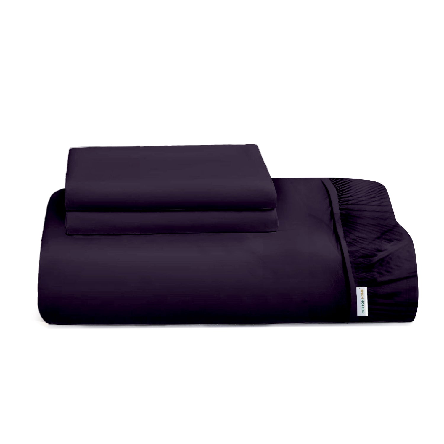 3 Piece Fitted Sheet Set Super Soft Dark Purple King Size 120x200+25cm with 2 Pillow Case - Cotton Home