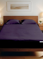 3 Piece Fitted Sheet Set Super Soft Dark Purple Single Size 90x200+20cm with 2 Pillow Case - Cotton Home
