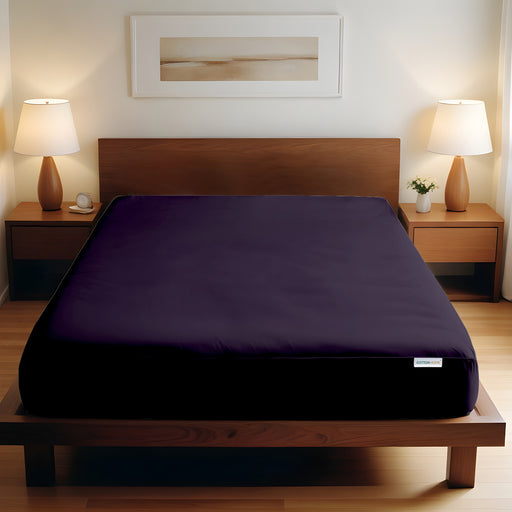Super Soft Twin Size Fitted Sheet 160x200+30 CM Violet with Deep Pockets - Cotton Home