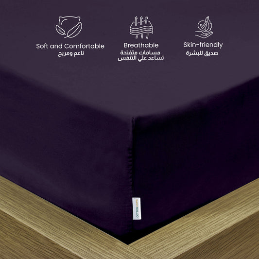 3 Piece Fitted Sheet Set Supersoft Microfiber Violet King Size 180x200+30cm with 2 Pillow Case