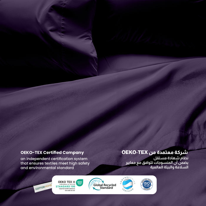 3 Piece Flat Sheet Set Supersoft Microfiber Dark Purple Queen Size 200x220 with 2 Pillow Case