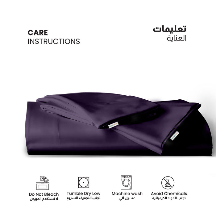 3 Piece Flat Sheet Set Supersoft Microfiber Dark Purple Queen Size 200x220 with 2 Pillow Case