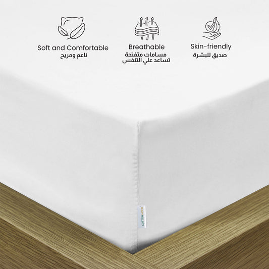 Supersoft Microfiber King Size Fitted Sheet 200x200+30cm White with Deep Pockets