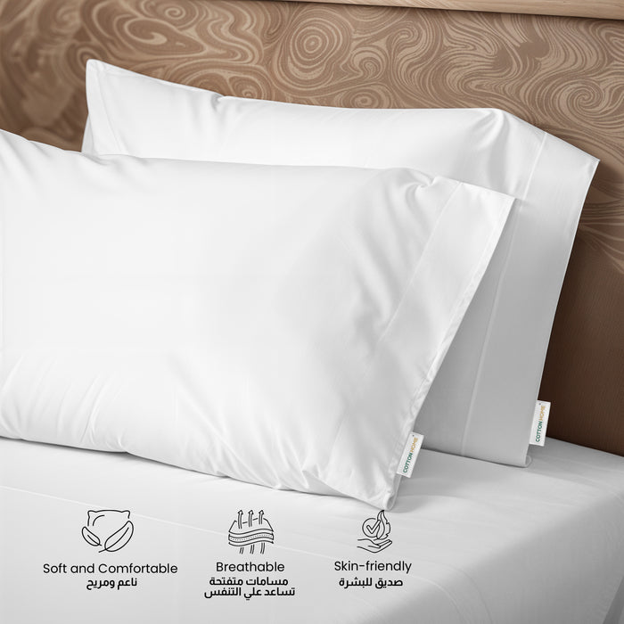 3 Piece Flat Sheet Set Supersoft Microfiber White Queen Size 200x220 with 2 Pillow Case