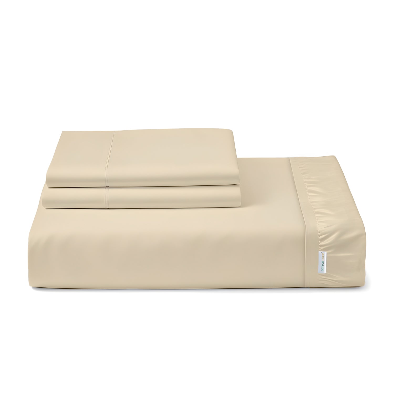 Egyptian Cotton Twin Size Beige Fitted Sheet 160X200+30CM with Pillow Case - Cotton Home