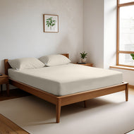 Egyptian Cotton Queen Size Ivory Fitted Sheet 180X200+30CM with Pillow Case