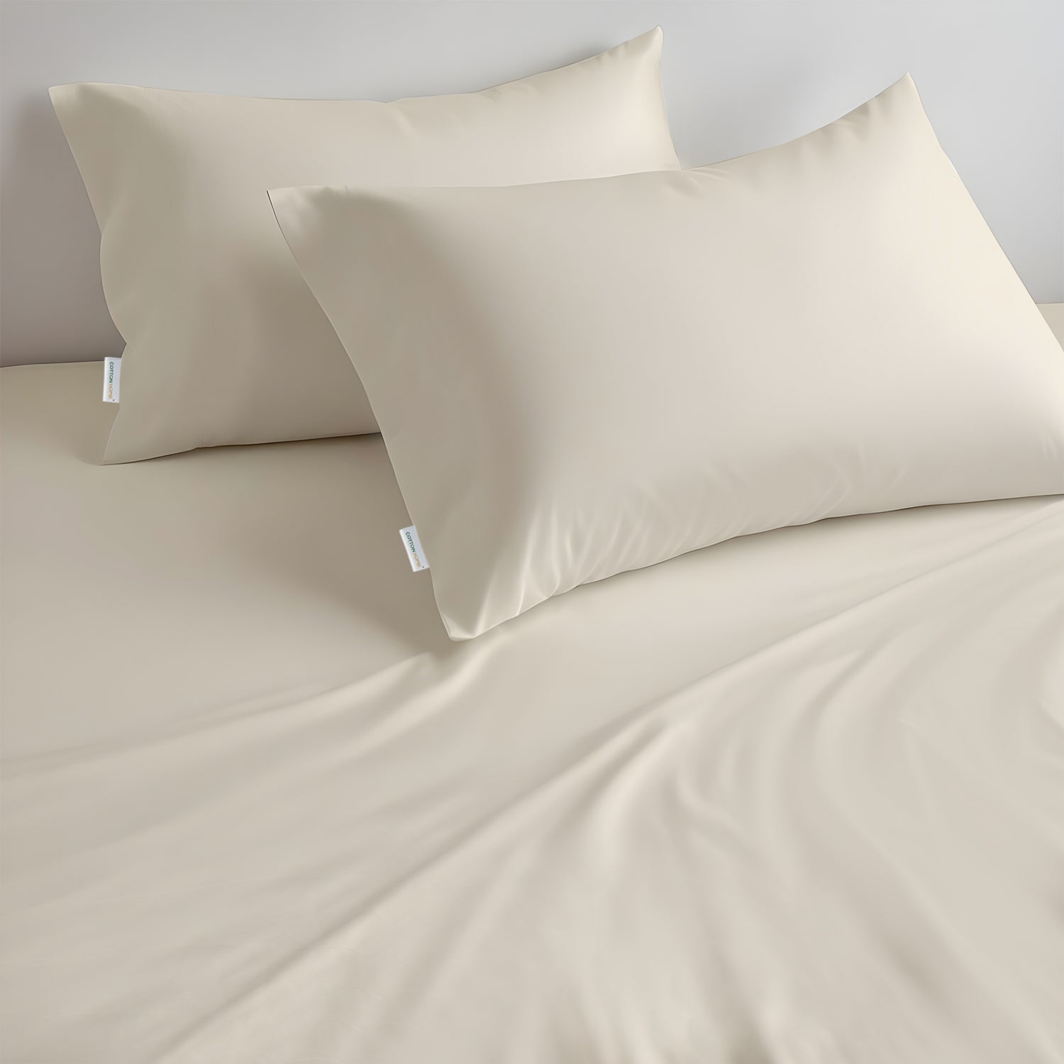 Egyptian Cotton Double Size Ivory Fitted Sheet 120X200+25CM with Pillow case - Cotton Home