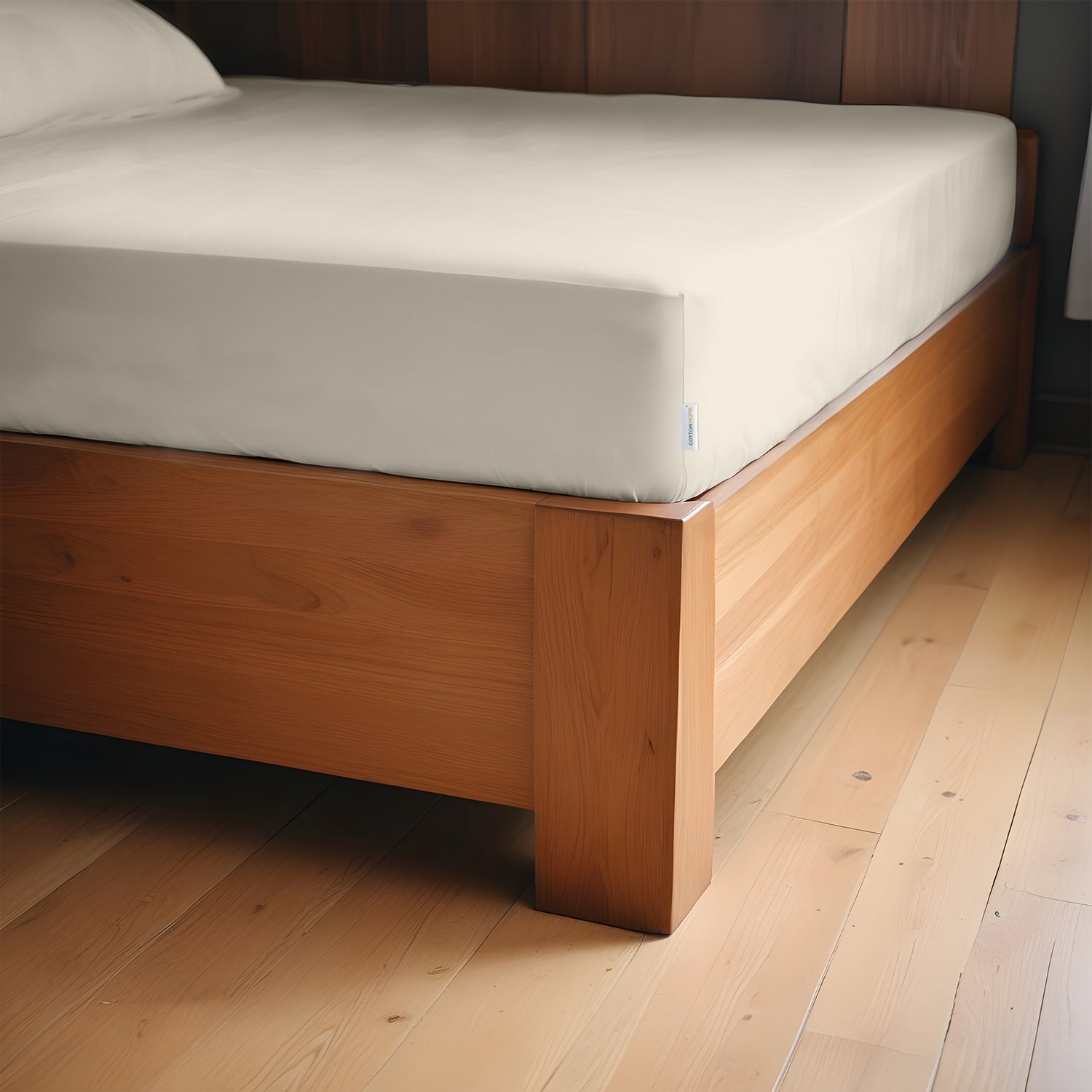 Egyptian Cotton Queen Size Ivory Fitted Sheet 180X200+30CM with Pillow Case - Cotton Home