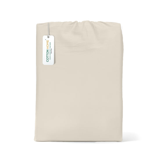 Egyptian Cotton King Size Ivory Fitted Sheet 200X200+30CM with Pillow Case - Cotton Home