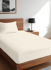 Egyptian Cotton Double Size Ivory Fitted Sheet 120X200+25CM with Pillow case - Cotton Home