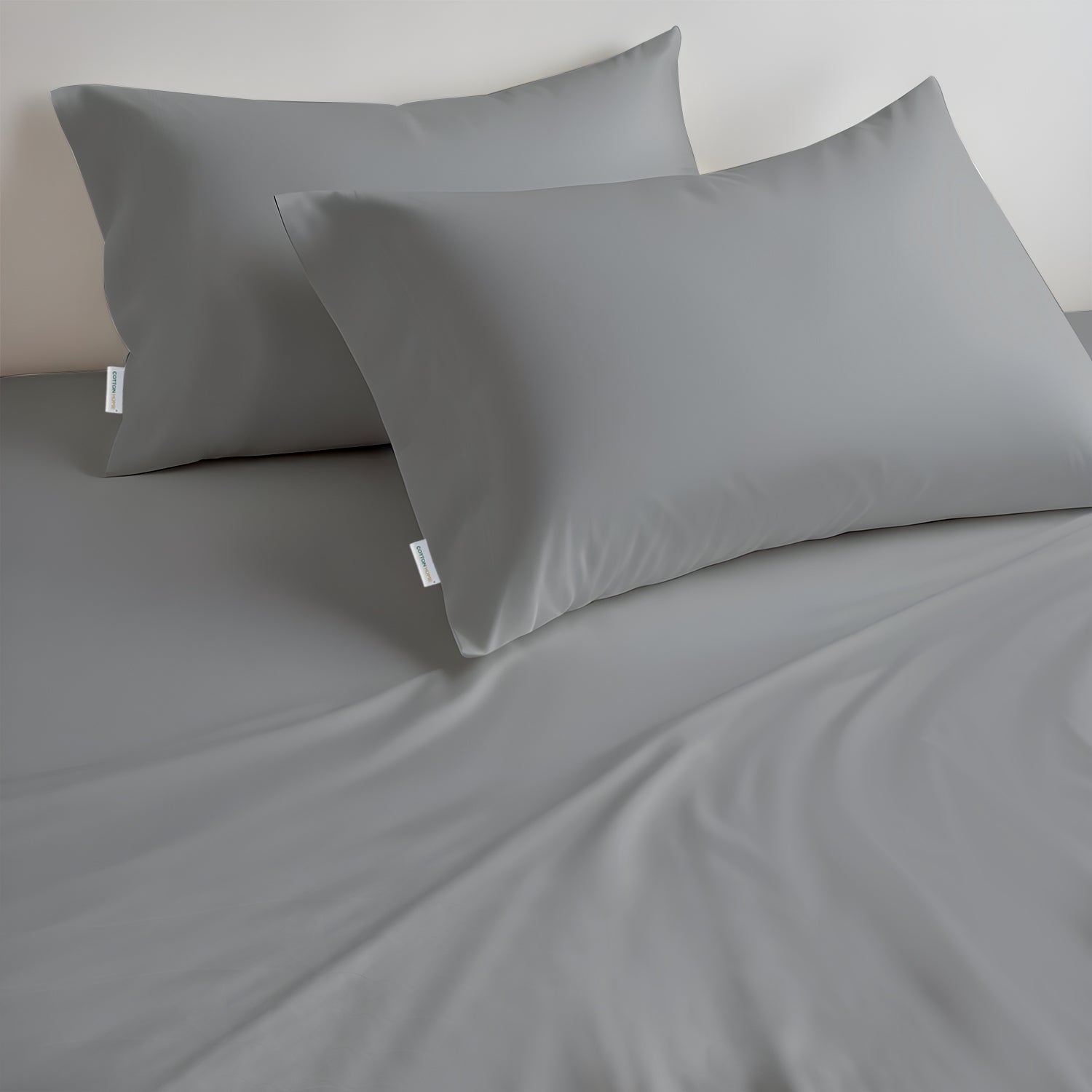 Egyptian Cotton King Size Silver Fitted Sheet 200X200+30CM with Pillow Case - Cotton Home