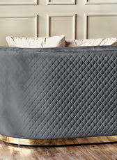 Fiona 3 Seater Velvet  Sofa -Grey - L247cm x W94cm x H81cm - Cotton Home