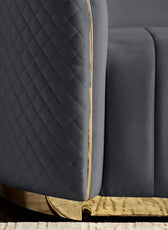 Fiona 3 Seater Velvet  Sofa -Grey - L247cm x W94cm x H81cm - Cotton Home