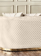 Fiona 3 Seater Velvet  Sofa -Ivory   - L247cm x W94cm x H81cm - Cotton Home