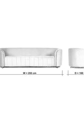 Fiona 3 Seater Velvet  Sofa -Ivory   - L247cm x W94cm x H81cm - Cotton Home