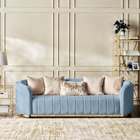 Fiona 3 Seater Velvet  Sofa -Ivory   - L247cm x W94cm x H81cm - Cotton Home