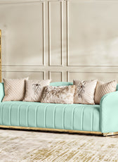Fiona 3 Seater Velvet  Sofa - Mint Green - L247cm x W94cm x H81cm - Cotton Home