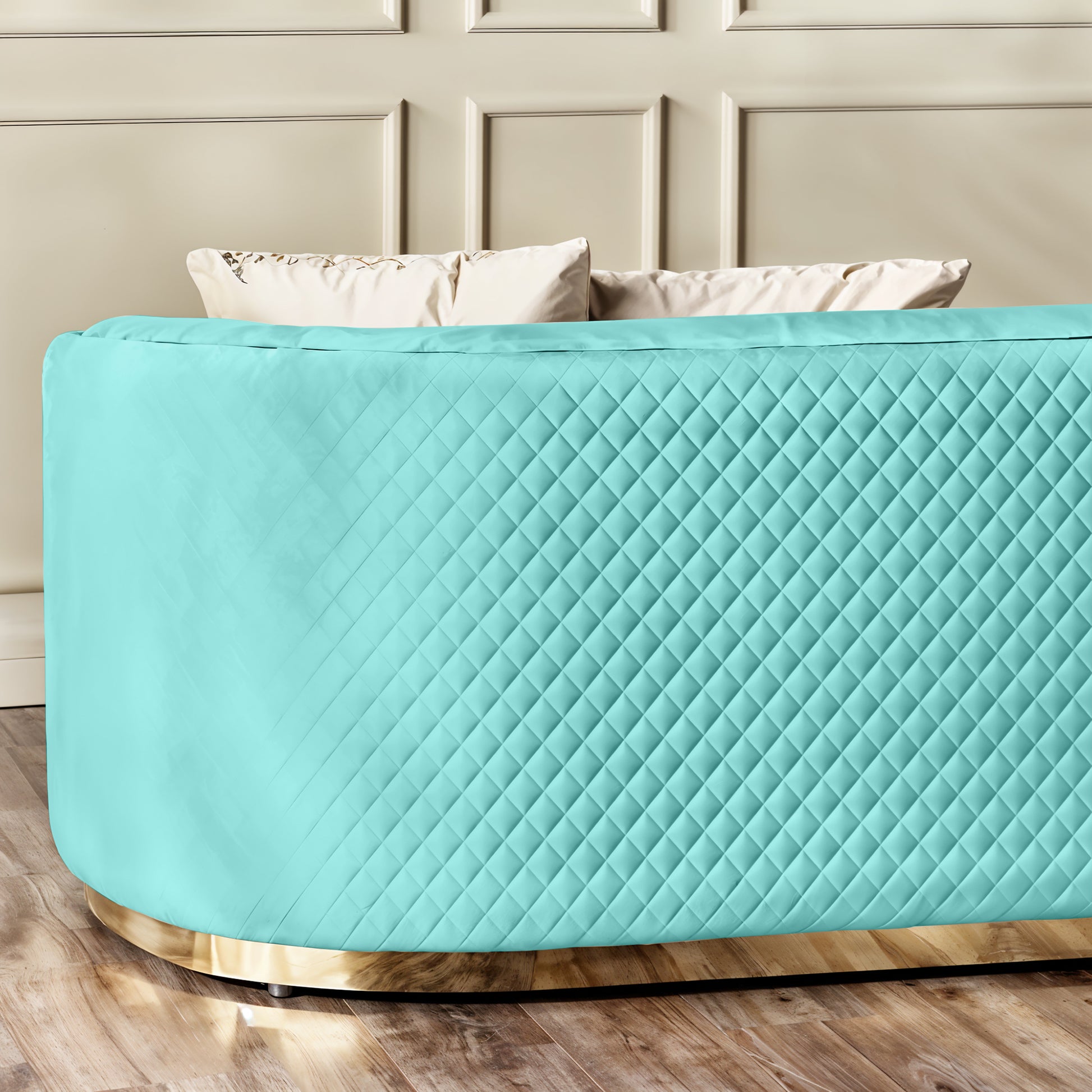 Fiona 3 Seater Velvet  Sofa - Sky Blue - L247cm x W94cm x H81cm - Cotton Home