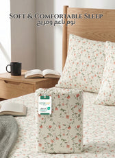 Premium Cotton King Size Printed Fitted Sheet 200X200+30CM -Botanical