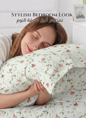 Premium Cotton King Size Printed Fitted Sheet 200X200+30CM -Botanical