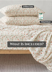 Premium Cotton King Size Printed Fitted Sheet 200X200+30CM -Botanical