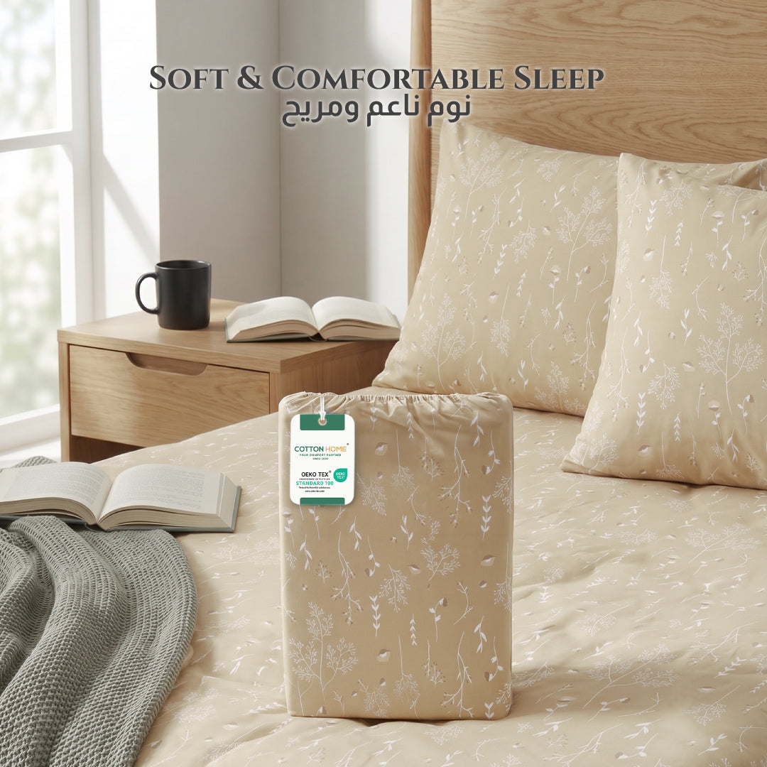 Premium Cotton King Size Printed Fitted Sheet 200X200+30CM -Floral Whisper