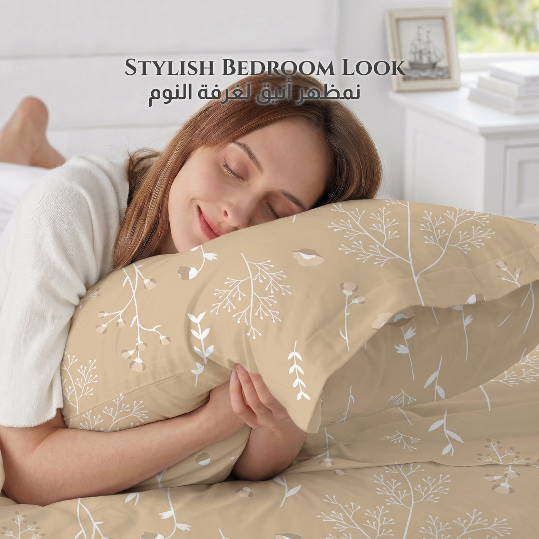 Premium Cotton King Size Printed Fitted Sheet 200X200+30CM -Floral Whisper