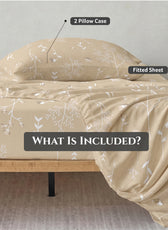Premium Cotton King Size Printed Fitted Sheet 200X200+30CM -Floral Whisper