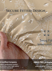 Premium Cotton King Size Printed Fitted Sheet 200X200+30CM -Floral Whisper