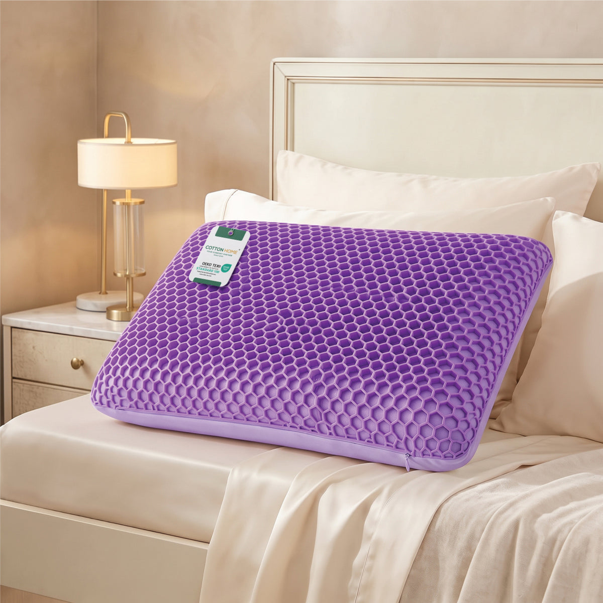 Flexi Grid Soft Purple Gel Top Memory Foam Pillow 40x60x14cm