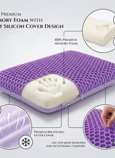 Flexi Grid Soft Purple Gel Top Memory Foam Pillow 40x60x14cm
