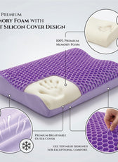 Flexi Grid Contour Memory Foam Pillow with Soft Purple Gel Top 40x60x10/12cm