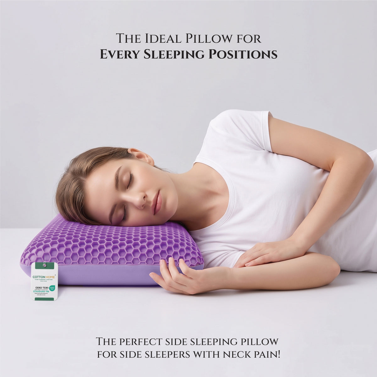 Flexi Grid Soft Purple Gel Top Memory Foam Pillow 40x60x14cm