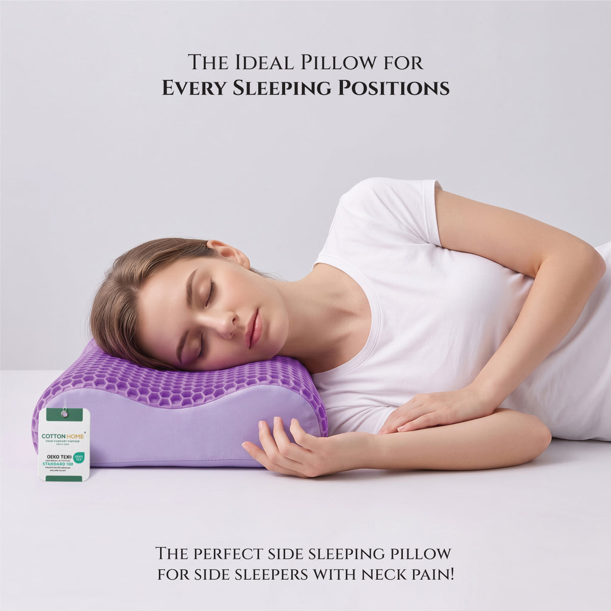 Flexi Grid Contour Memory Foam Pillow with Soft Purple Gel Top 40x60x10/12cm
