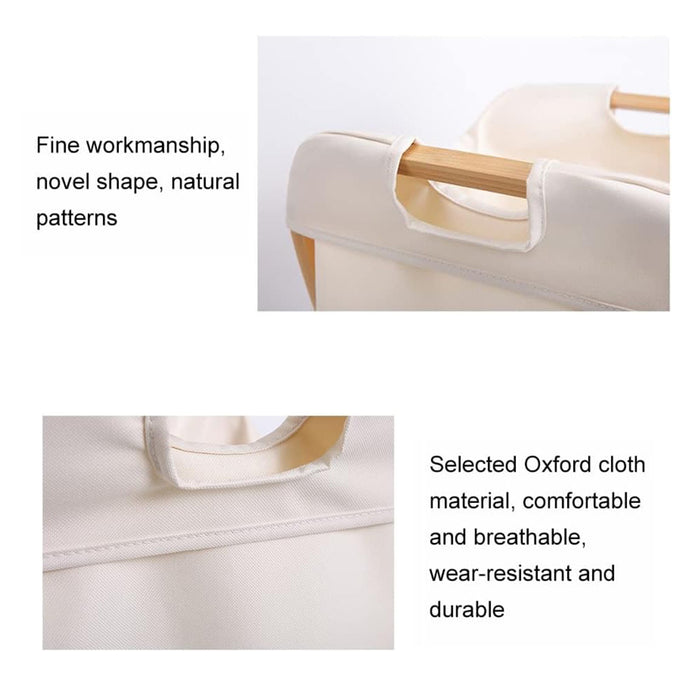 Foldable Laundry Basket with Bamboo Handles Collapsible Hamper for Storage, Clothes