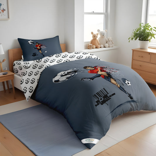 Kids Duvet Cover Set 3 Pcs - Football Print | 135x220cm | Microfiber | Cotton Home - Cotton Home
